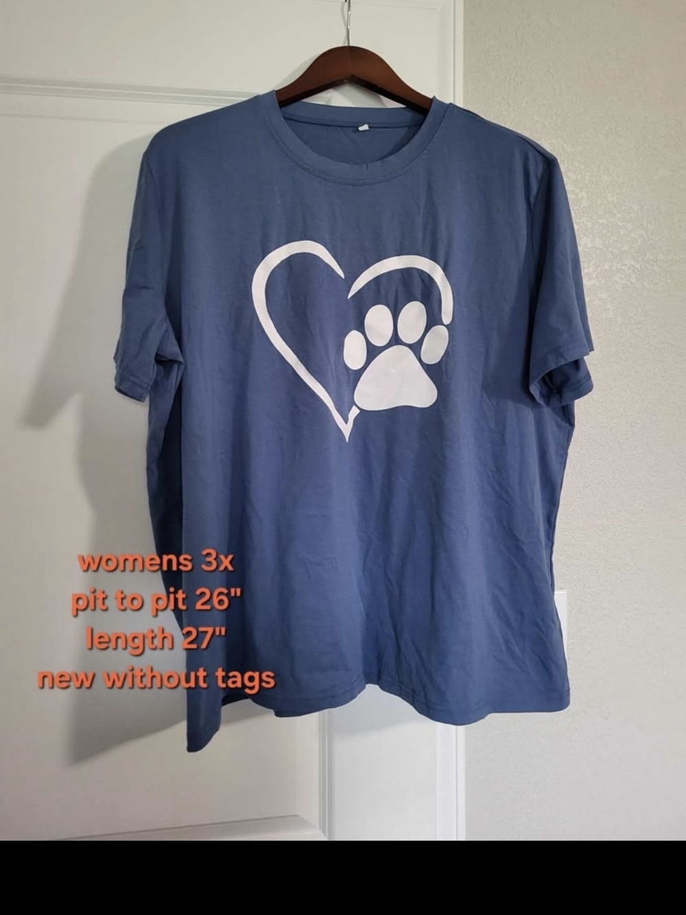 Blue Graphic Tee with Heart Paw Print